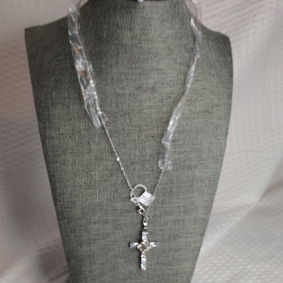 Sterling Silver Plated Cross Pendant Necklace - Picture 5 of 7